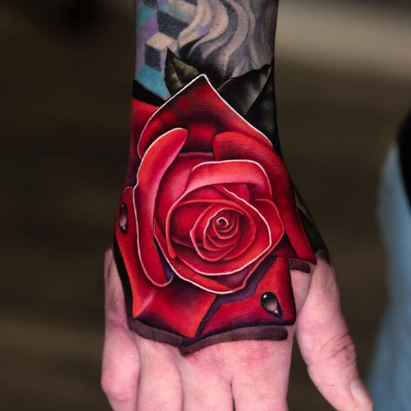 Tattoo mệnh hỏa hoa hồng chất