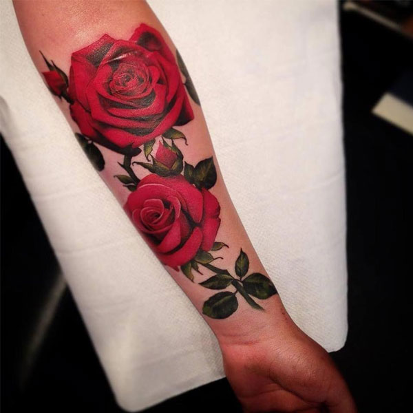 Tattoo mệnh hỏa hoa hồng đẹp