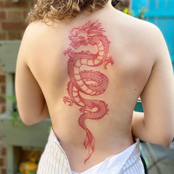 Tattoo mệnh hỏa hoa hướng dương rồng đỏ
