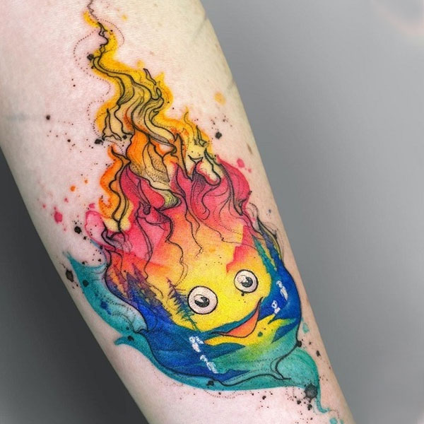 Tattoo mệnh hỏa lửa màu sắc