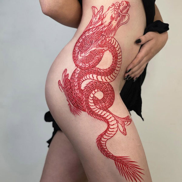 Tattoo mệnh hỏa rồng đỏ siêu đẹp