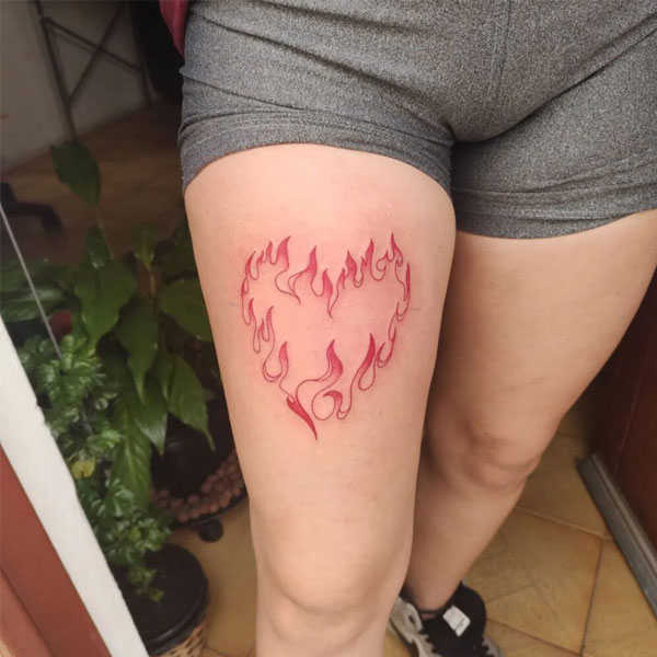 Tattoo ngọn lửa trái tim