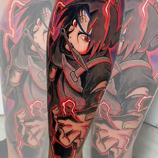 Tattoo itachi ở bắp chân