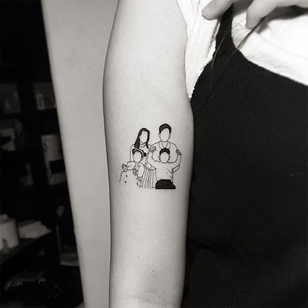 Tattoo 1 nét gia đình đẹp