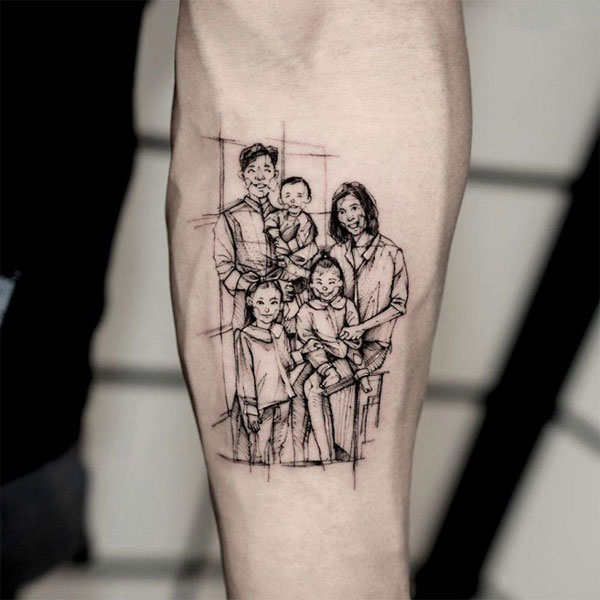 Tattoo 1 nét gia đình