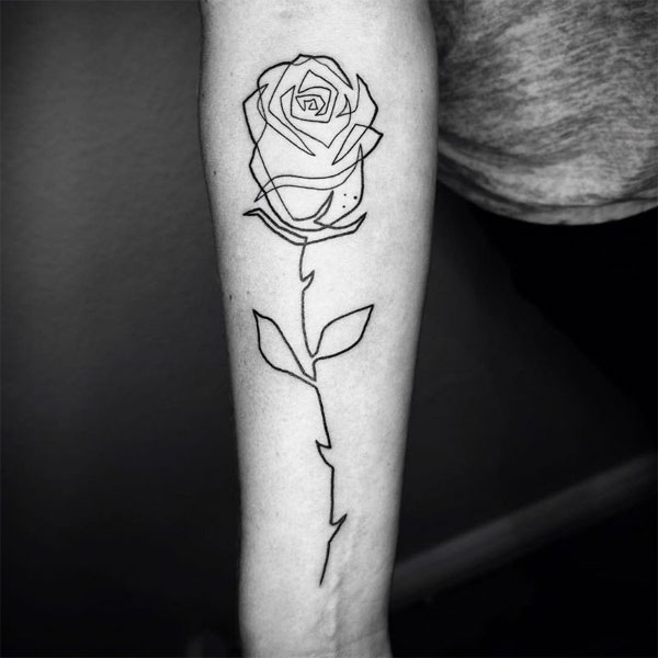 Tattoo 1 nét hoa hồng