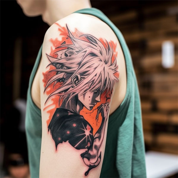 Tattoo anime ở bắp tay 