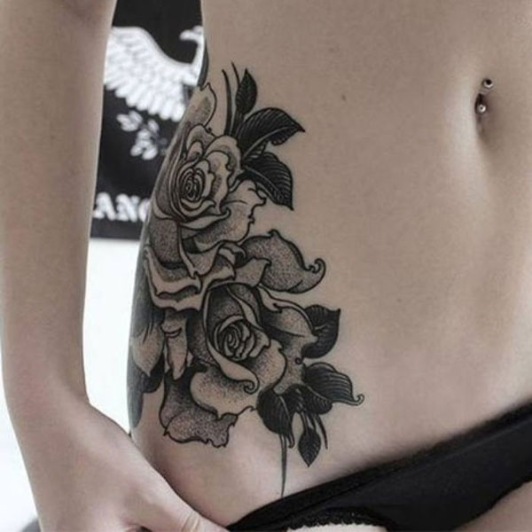 Tattoo hoa hồng đen vùng kín đẹp