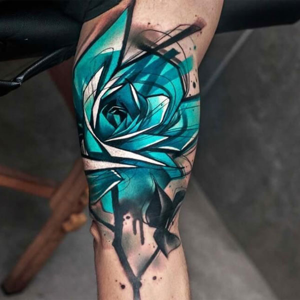 Tattoo hoa hồng xanh cực đẹp