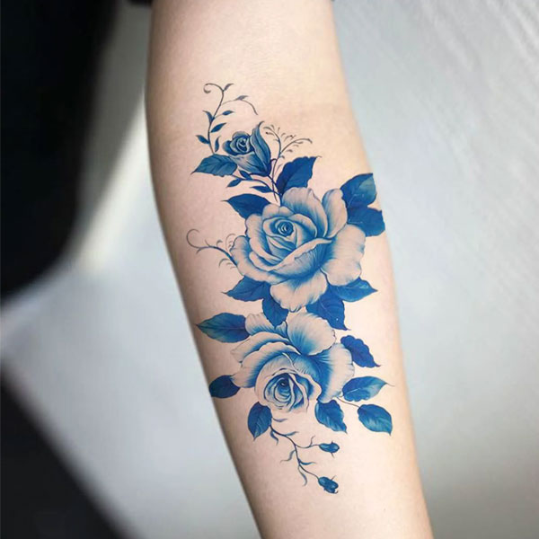 Tattoo hoa hồng xanh cute