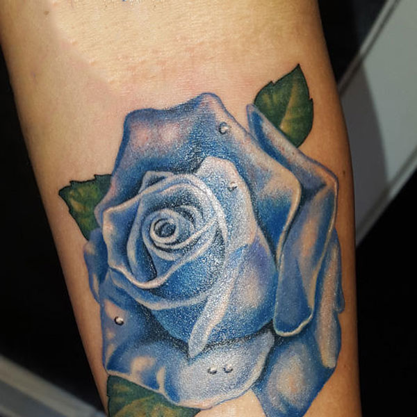 Tattoo hoa hồng xanh nhất cực đẹp