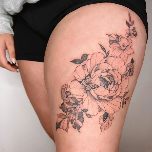 Tattoo hoa mẫu đơn đui siêu đẹp