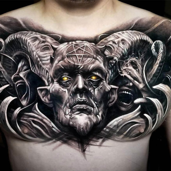 Tattoo quỷ satan ở ngực siêu đẹp