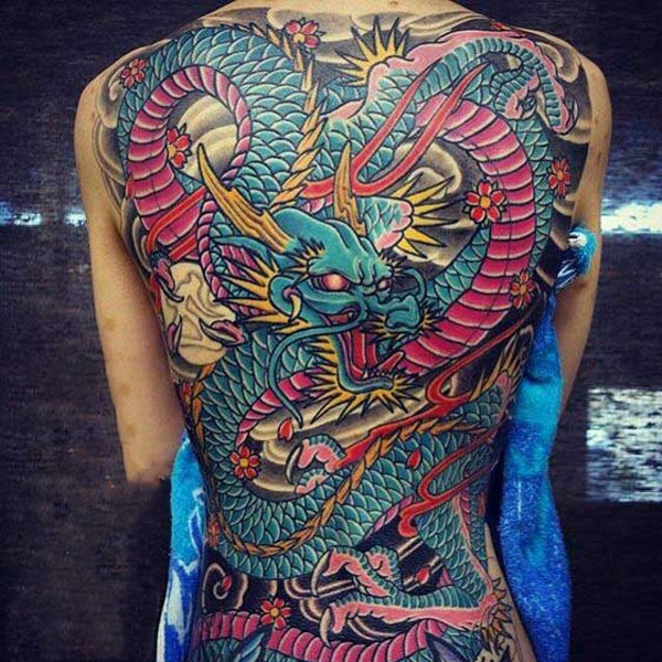 Tattoo rồng châu á bít lưng