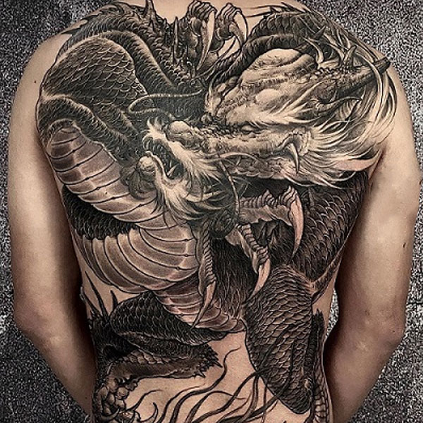 Tattoo rồng châu á full lưng đẹp
