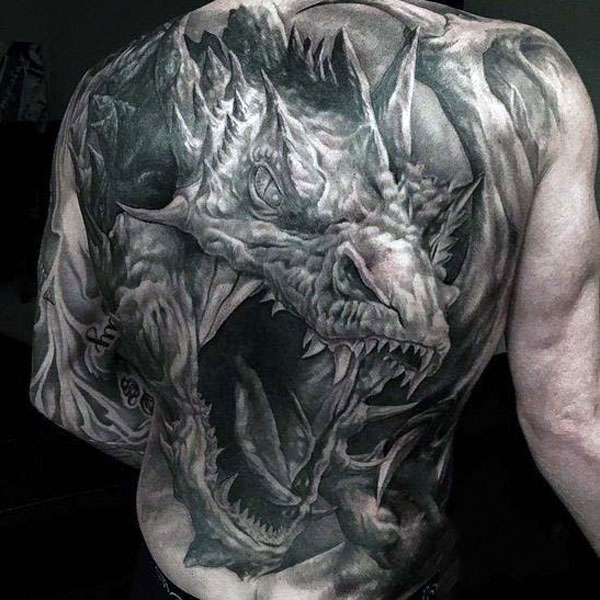 Tattoo rồng châu á kín lưng đẹp