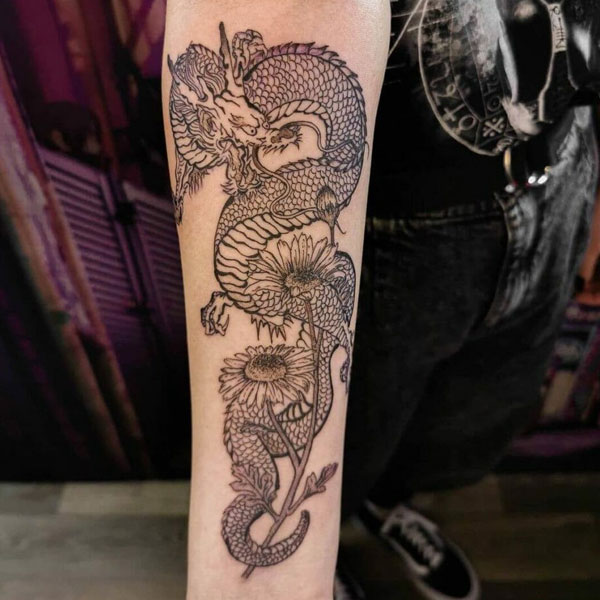 Tattoo rồng châu á tay đẹp