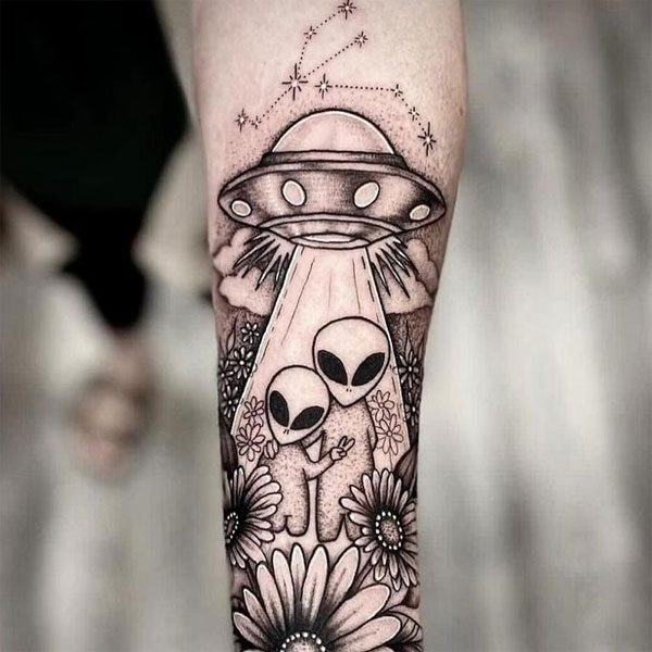 Tattoo ufo kín cánh tay đẹp