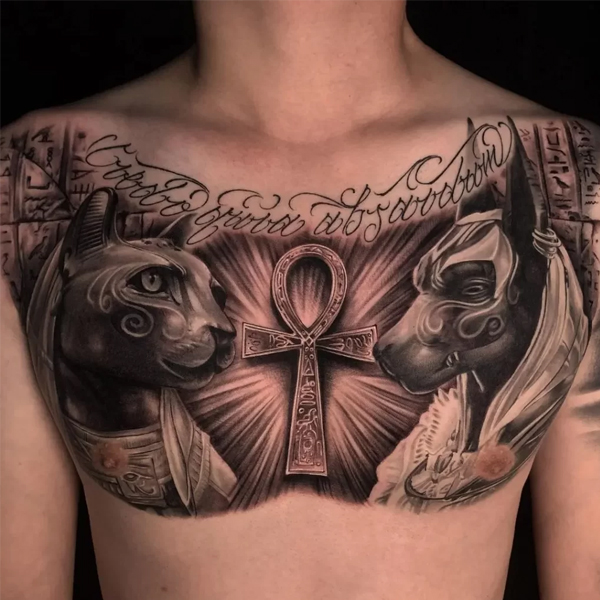 Tattoo anubis ở ngực đẹp