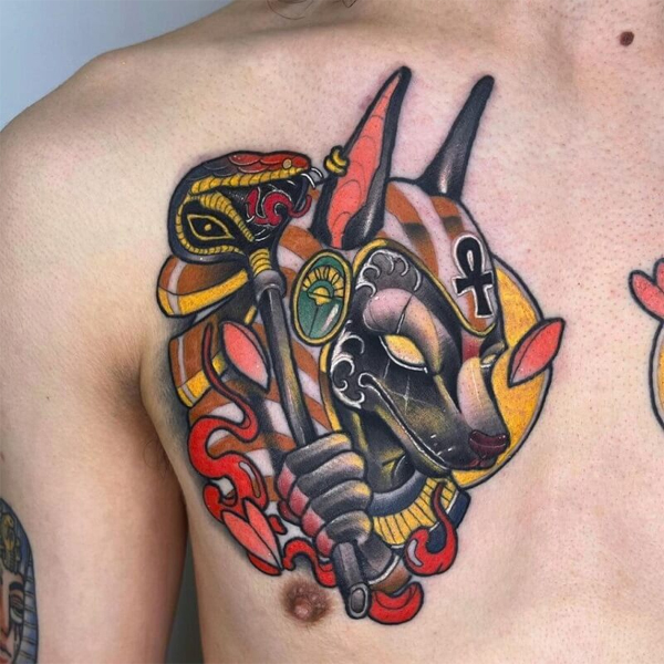 Tattoo anubis ở ngực siêu đẹp