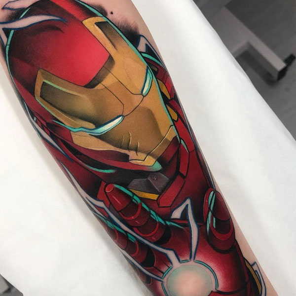 Hình xăm Iron Man kín tay