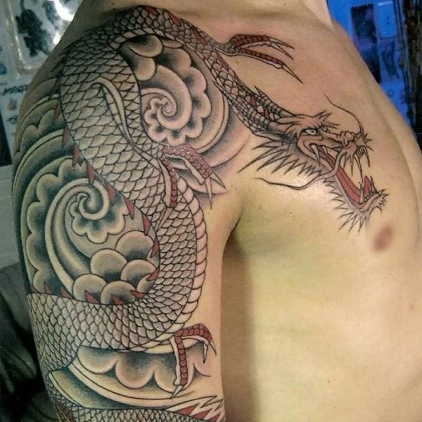 Tattoo rồng châu á bắp tay cực đẹp