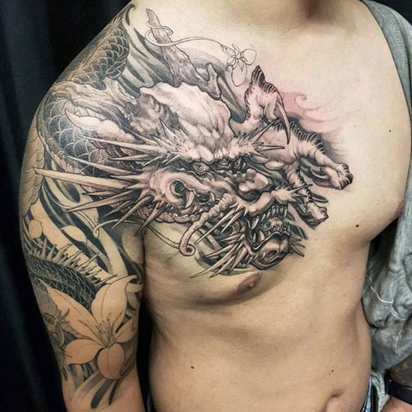 Tattoo rồng châu á bắp tay siêu chất