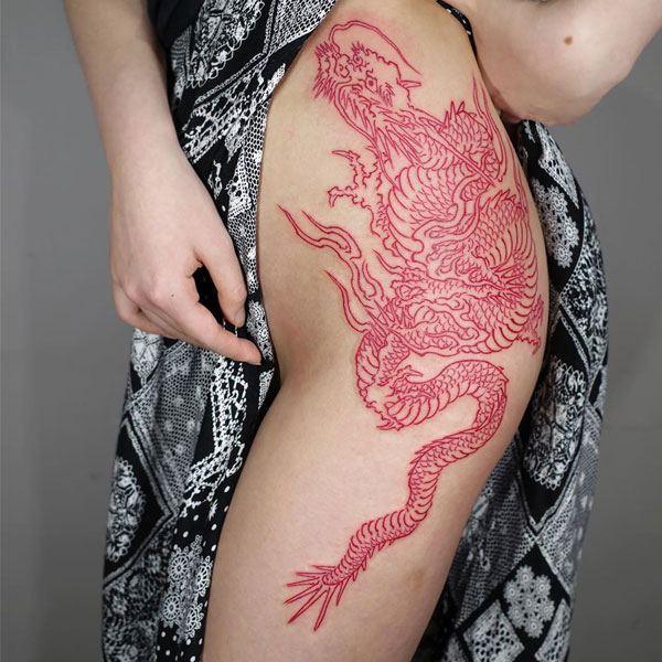 Tattoo rồng châu á cho nữ đẹp