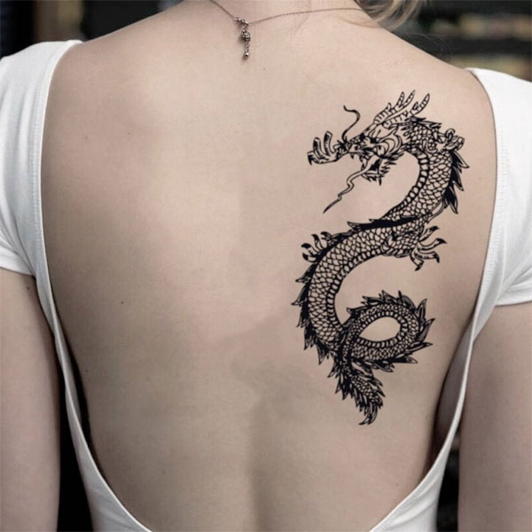 Tattoo rồng châu á cho nữ