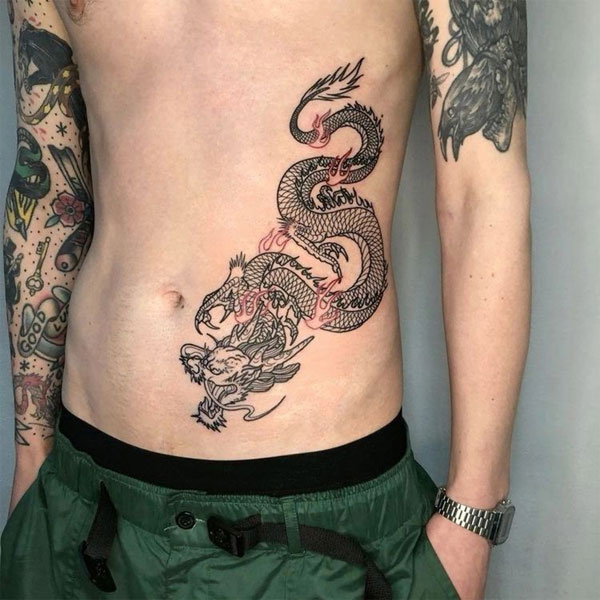 Tattoo rồng châu á ngầu cho nam