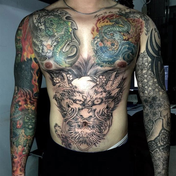 Tattoo rồng châu á siêu đẹp cho nam