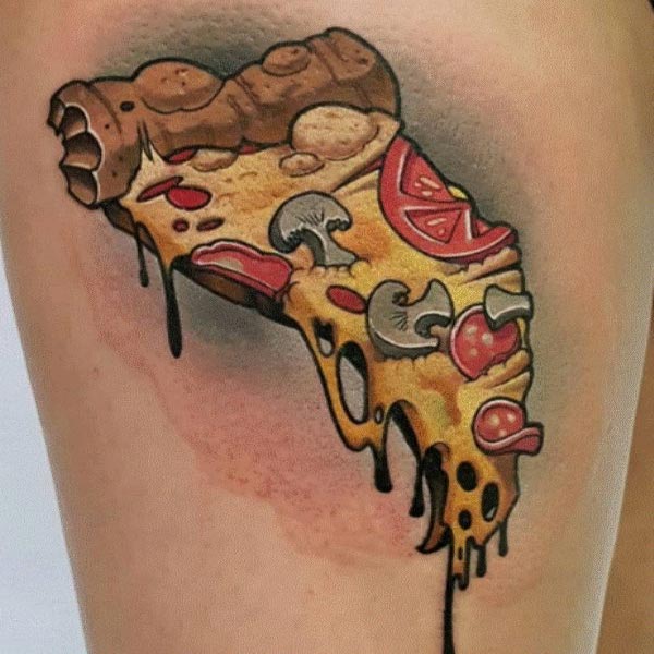 Hình xăm bánh pizza tan chảy