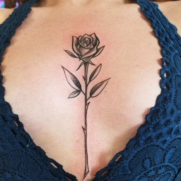 Hình xăm hoa hồng đẹp ở ngực 