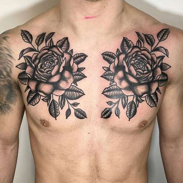 Hình xăm hoa hồng ở hai bên ngực 