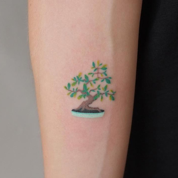 Hình xăm mini cute cây tùng