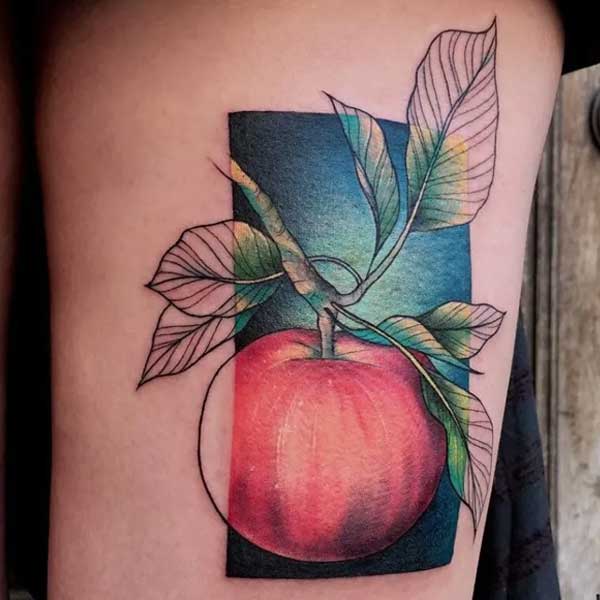 Hình xăm quả táo màu sắc 