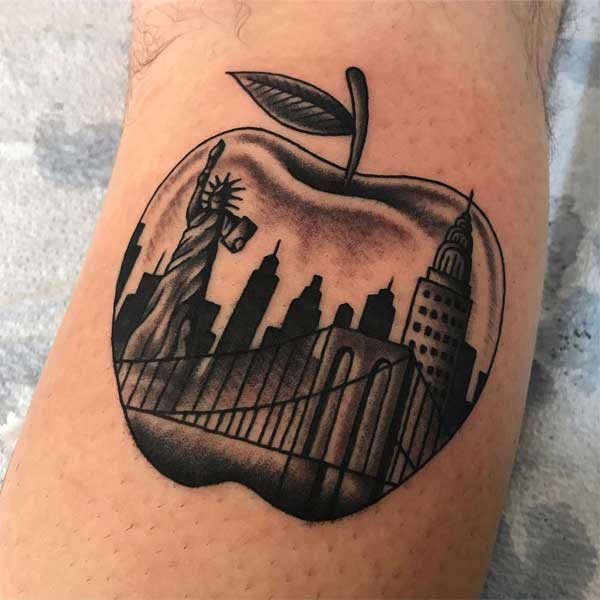 Hình xăm quả táo thành phố