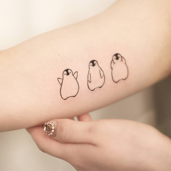 Hình xăm 3 con chim cánh cụt
