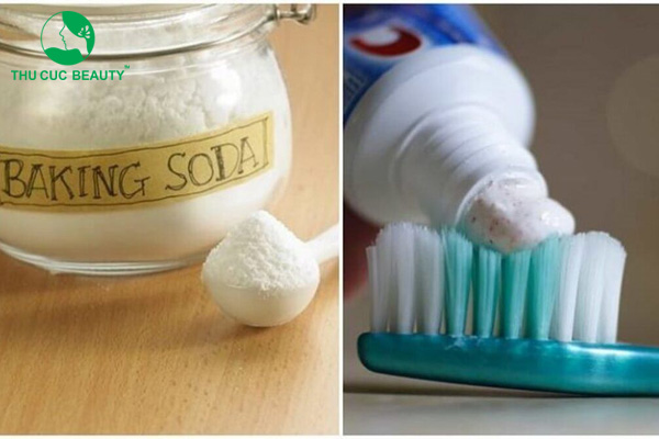 Kem đánh răng và baking soda tẩy thâm môi
