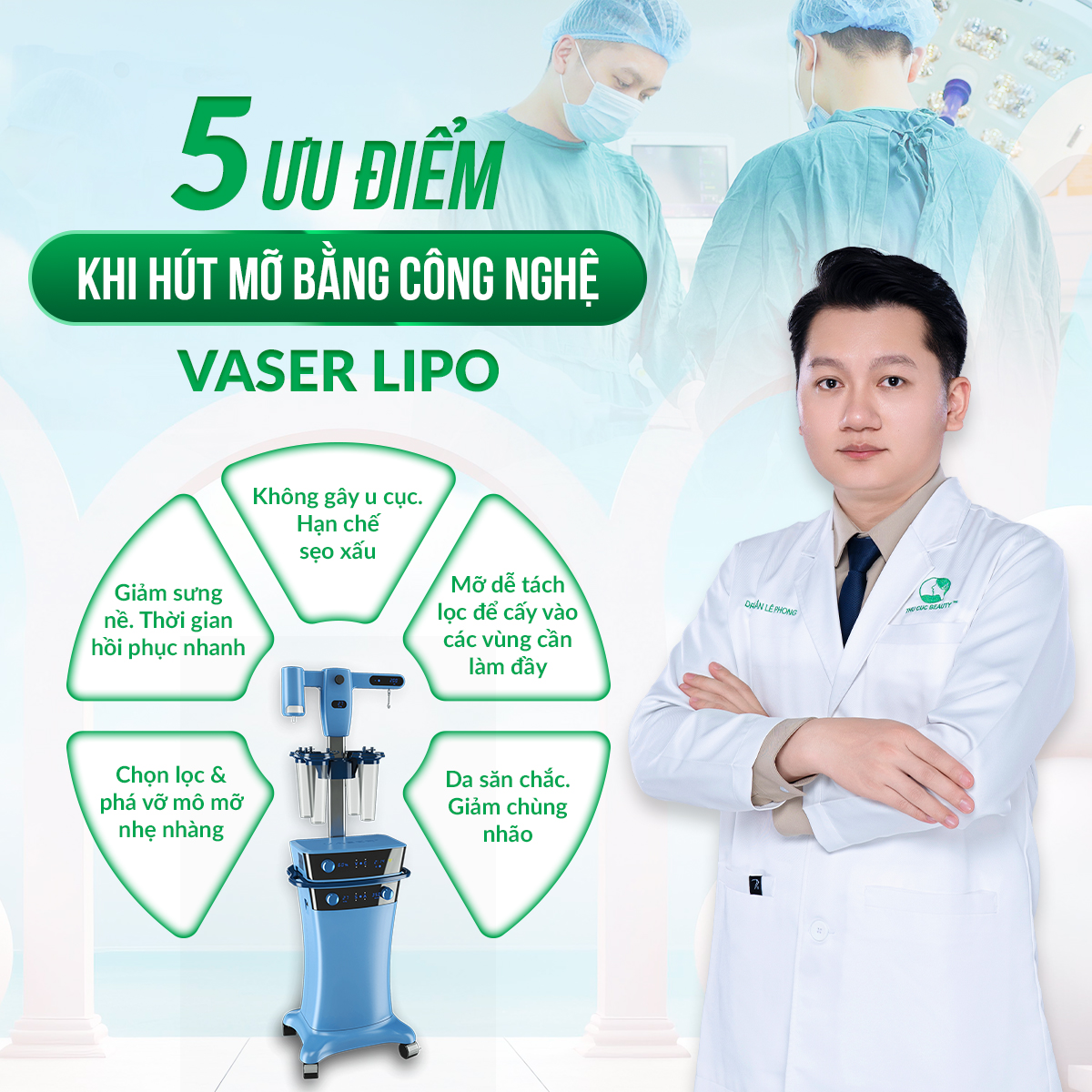 Hút mỡ thon gọn bắp tay bằng công nghệ Vaser Lipo cho hiệu quả cao.