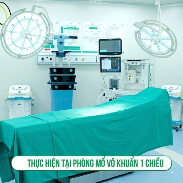 Tiêu mỡ vùng má tại Thu Cúc được thực hiện trong phòng mổ vô khuẩn bởi bác sĩ chuyên môn.